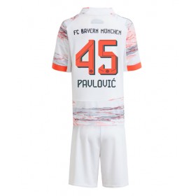 Bayern Munich Aleksandar Pavlovic #45 Borte skjorte til barn 2025-26 Kortermet (+ korte bukser)